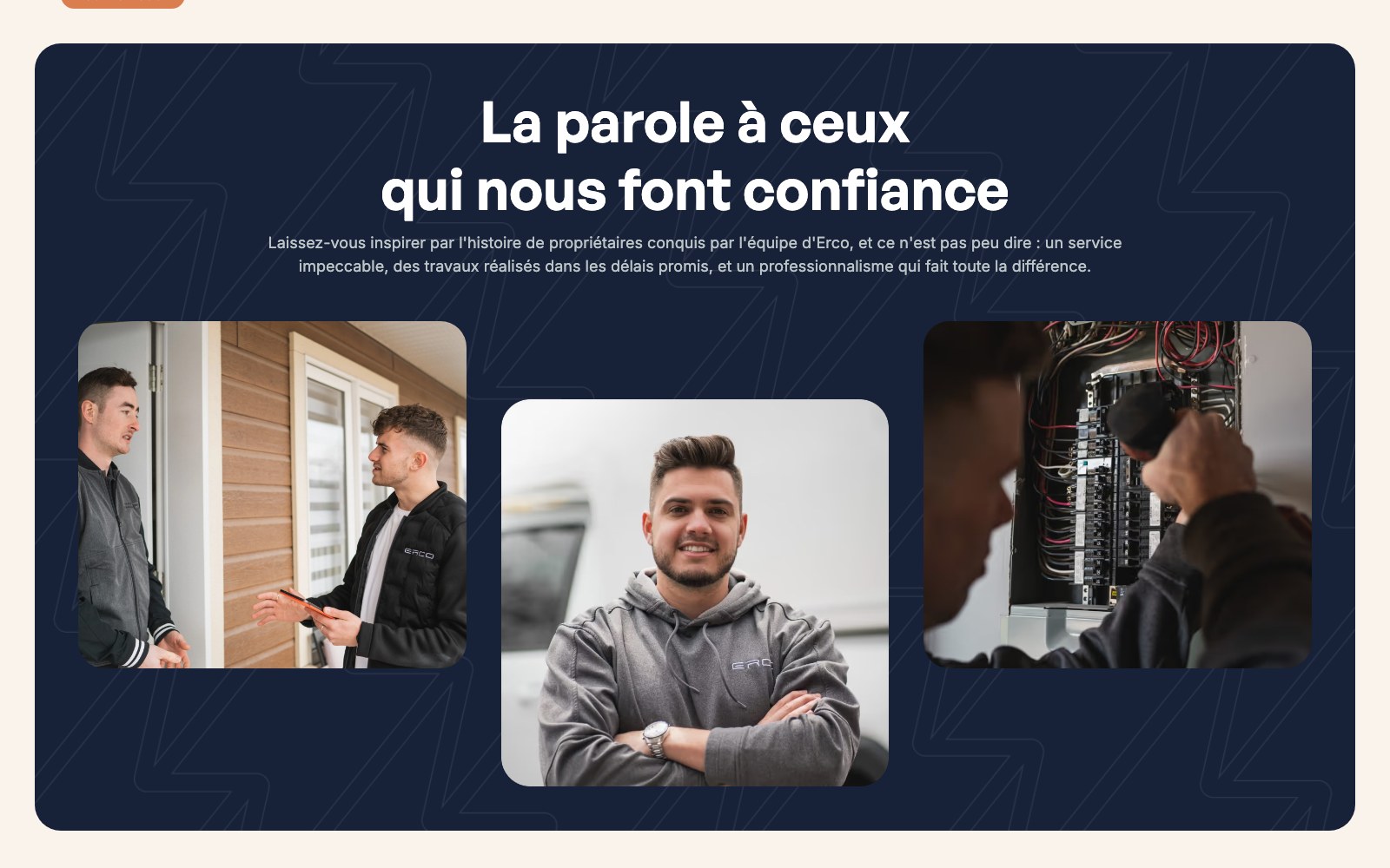 ERCO Résidentiel website customer testimonials