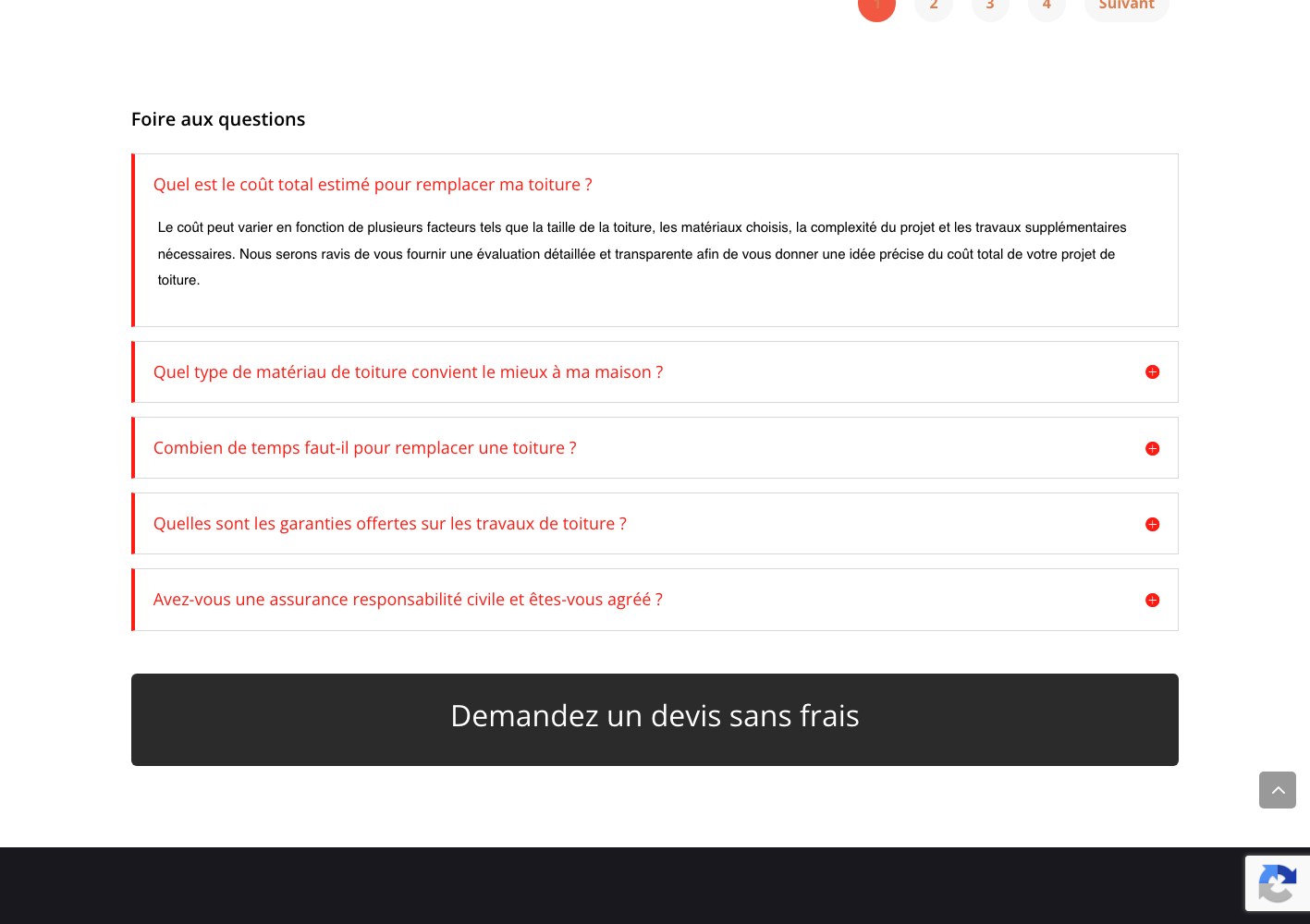 Toitures LV frequently asked questions accordion
