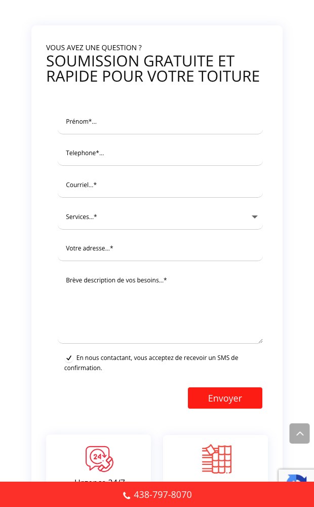 Toitures LV mobile quote form