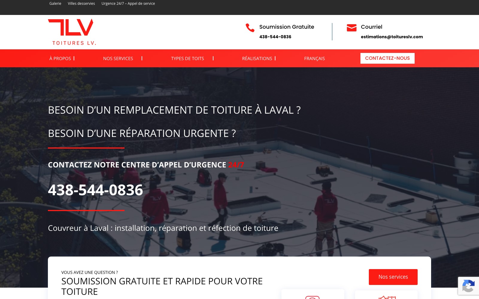 Toitures LV website homepage