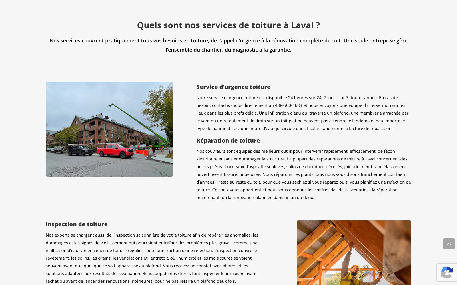 Toitures LV roofing services overview with the intervention photography