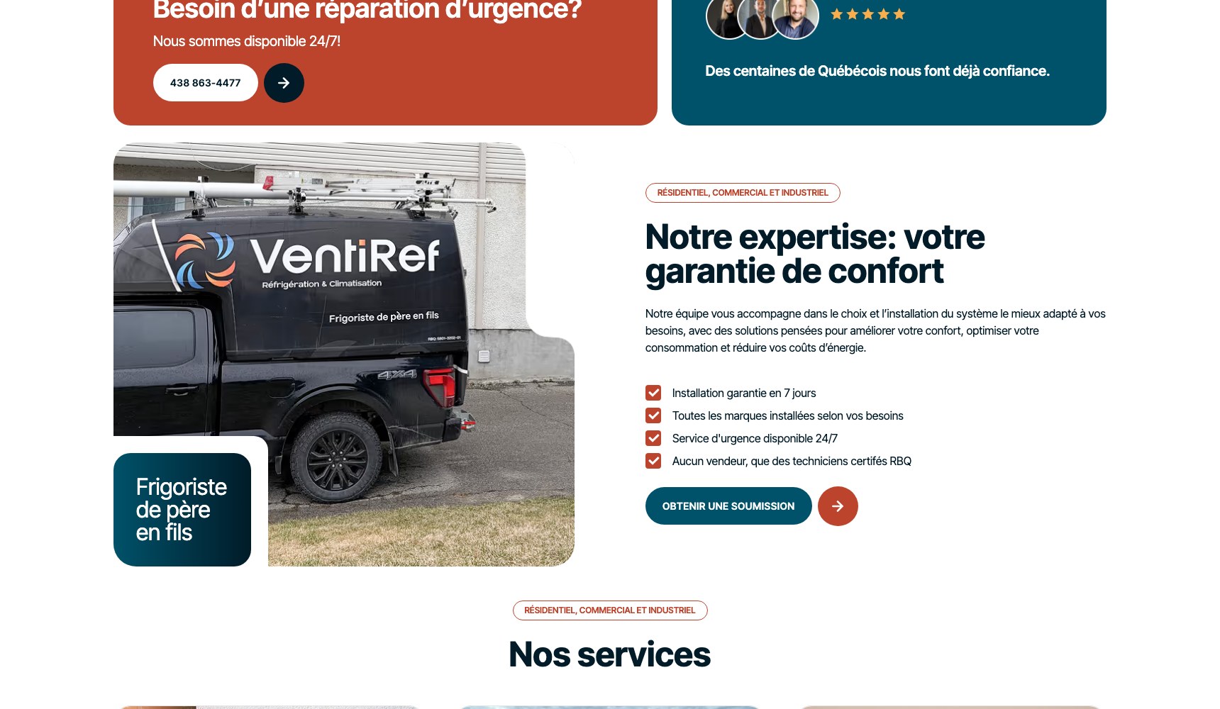 Ventiref service van and comfort guarantee band