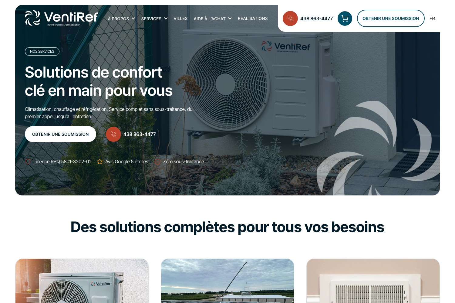 Ventiref turnkey comfort solutions section
