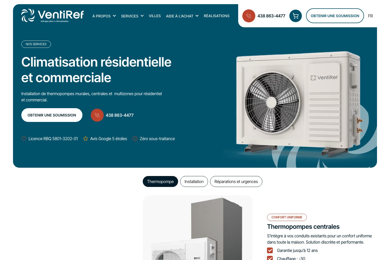 Ventiref residential and commercial air conditioning page