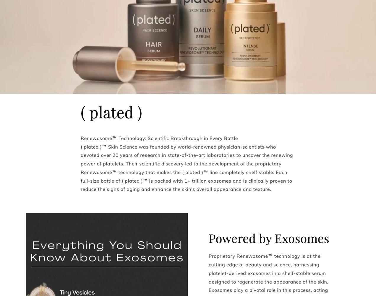 Plated exosomes page