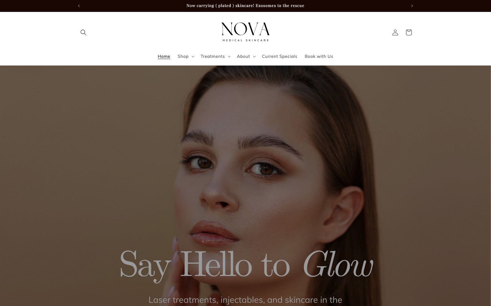 Nova Medical Skincare website homepage