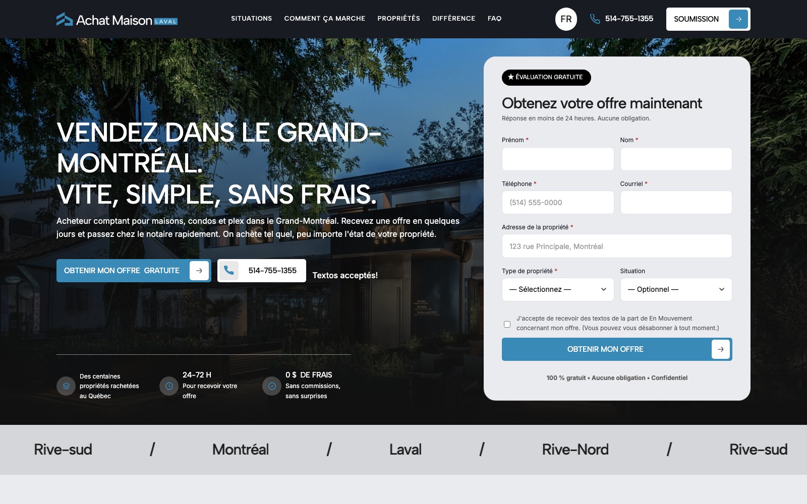 Achat Maison Laval website homepage