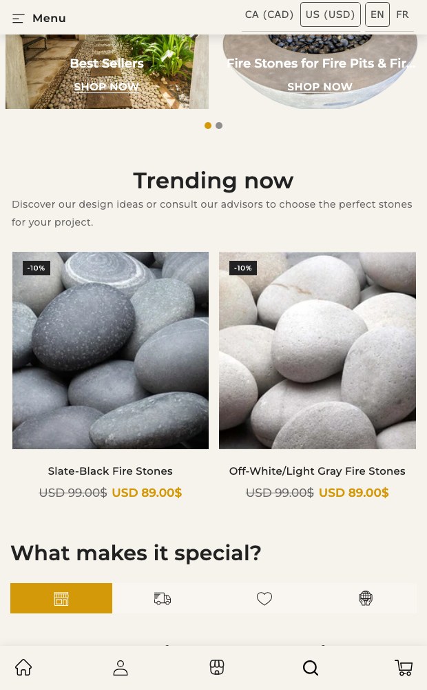 Mobile Trending Now product cards stacked two across