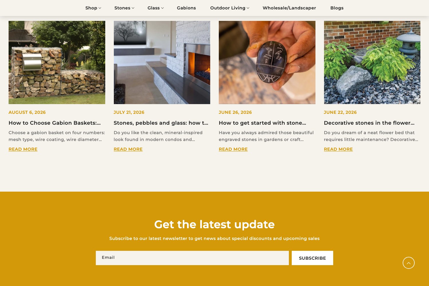 Guides and updates blog cards on how to choose gabion baskets and decorative stones