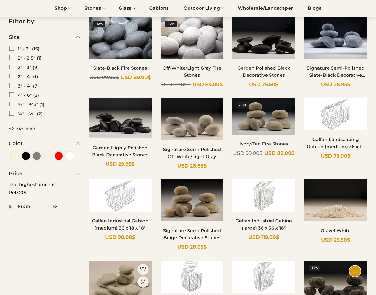 Shop all page with the faceted filter rail open beside the full product grid