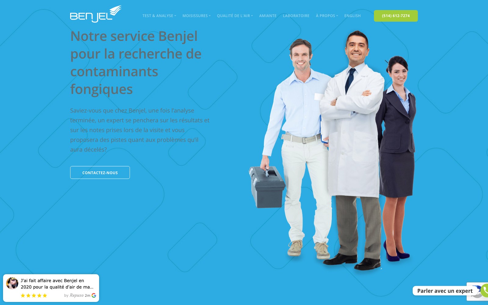 Benjel fungal contaminant investigation service page with the analyst team