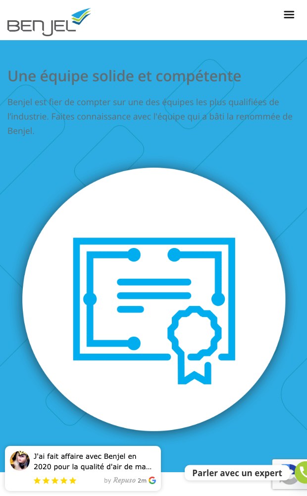 Benjel mobile view: a solid and competent team