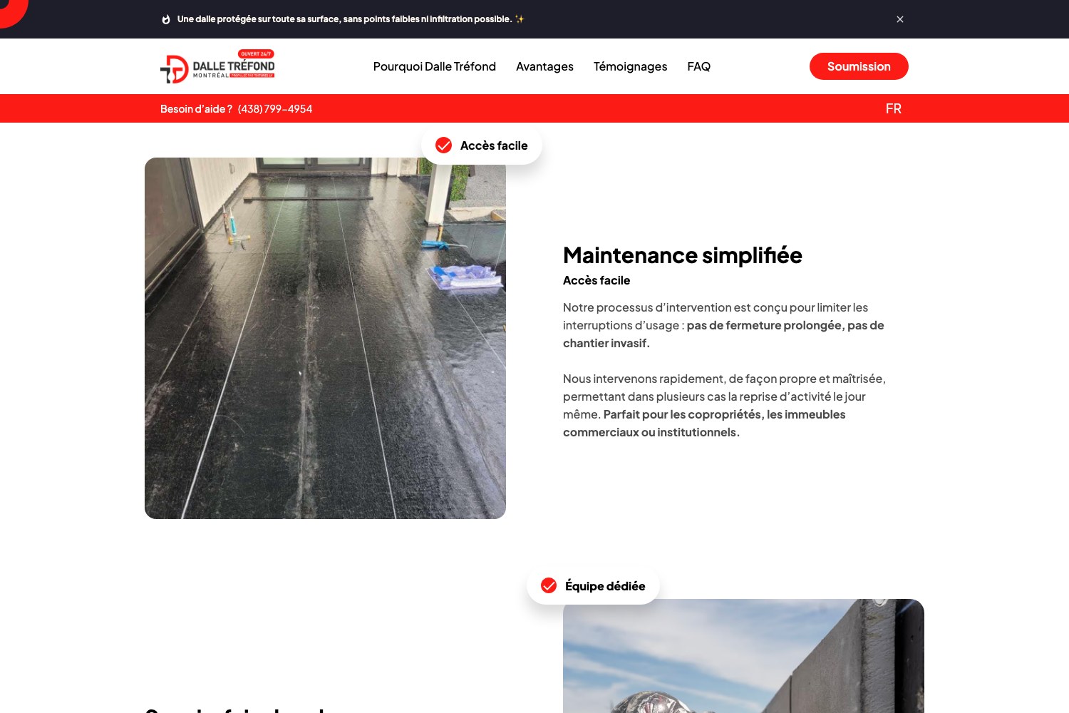 Dalle Trefond maintenance simplifiee section with parking-structure photography