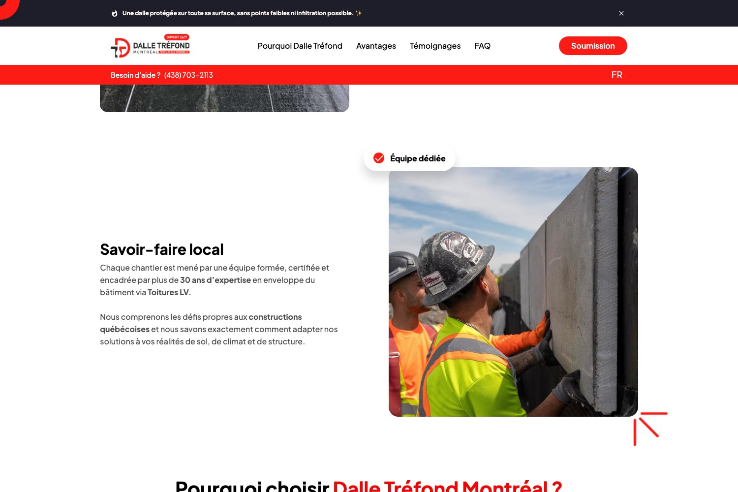 Dalle Trefond local expertise section: why choose Dalle Trefond Montreal