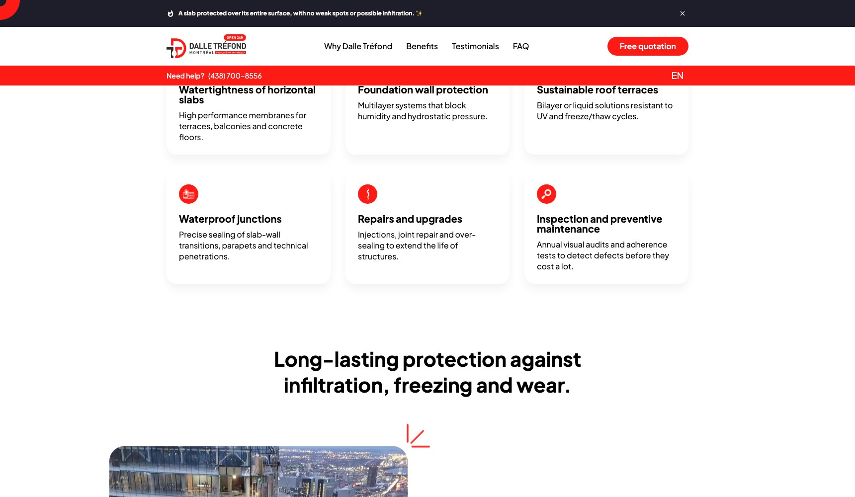 Dalle Trefond English page: long-lasting protection against infiltration, freezing and wear
