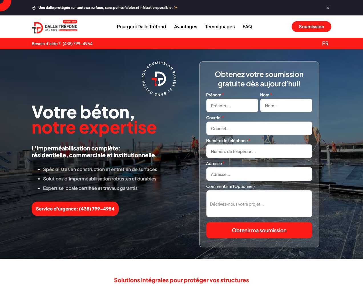 Dalle Trefond homepage hero, narrow crop
