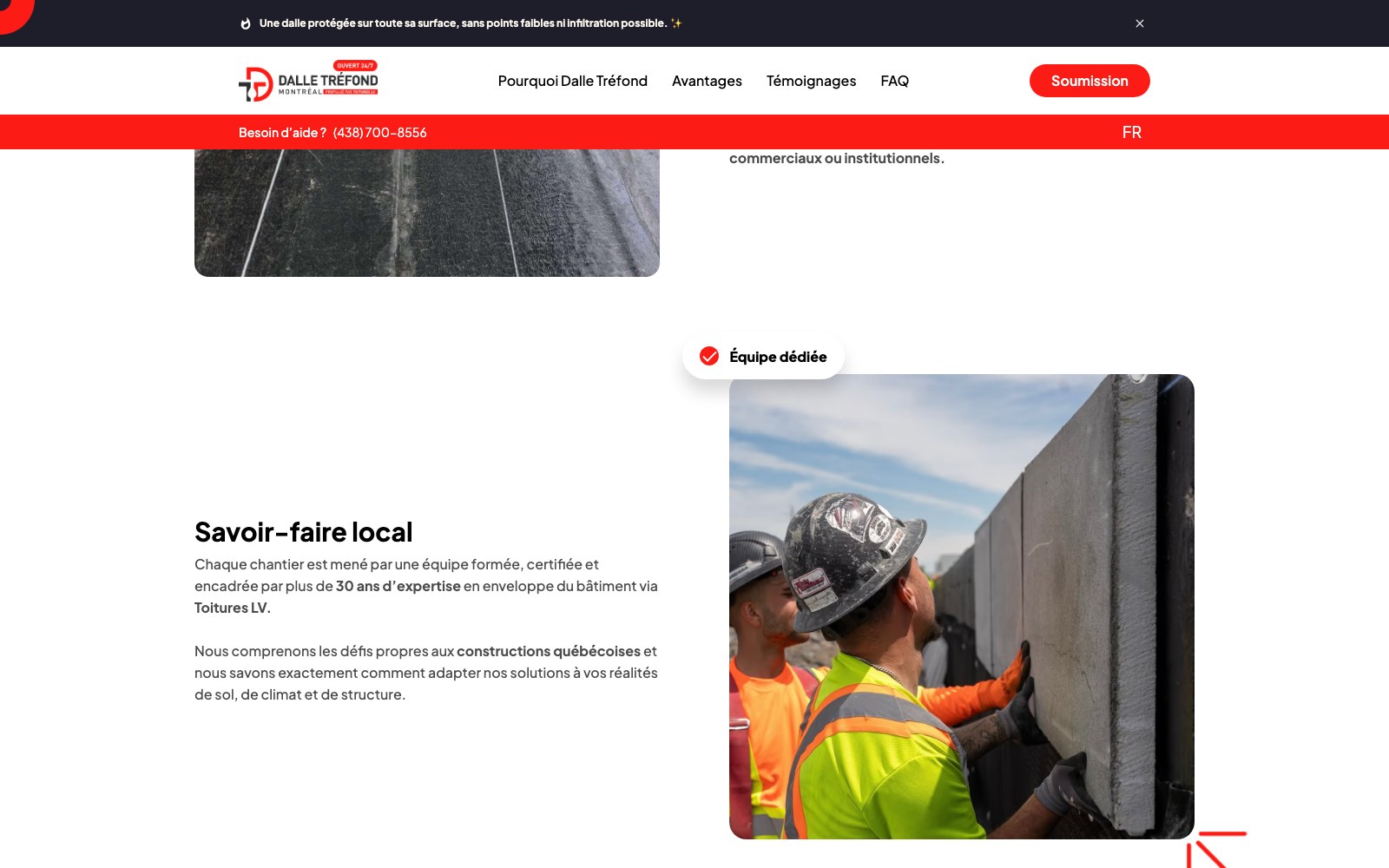 Dalle Trefond savoir-faire local section with a certified technician on site