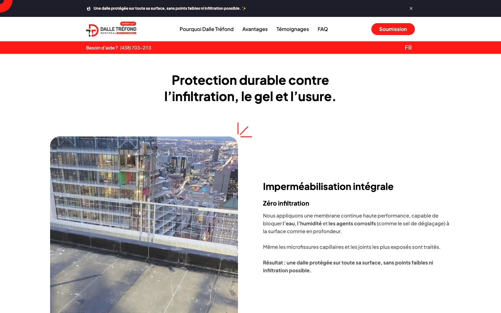 Dalle Trefond impermeabilisation integrale section with parking structure photography
