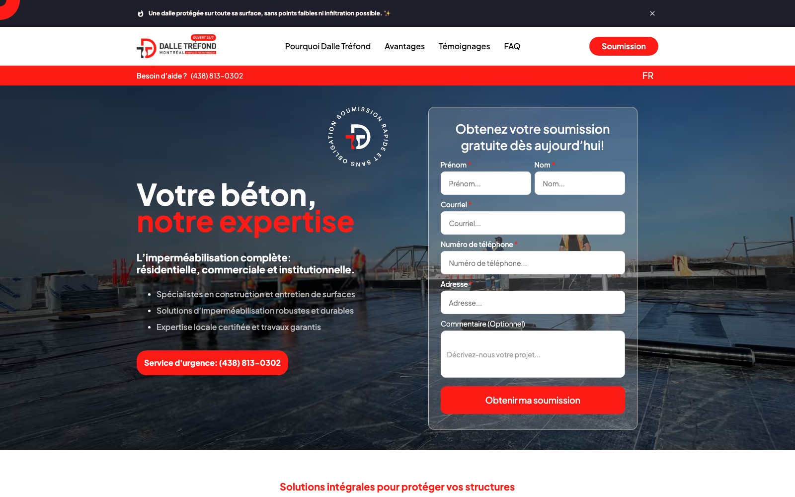 Dalle Trefond Montreal website homepage