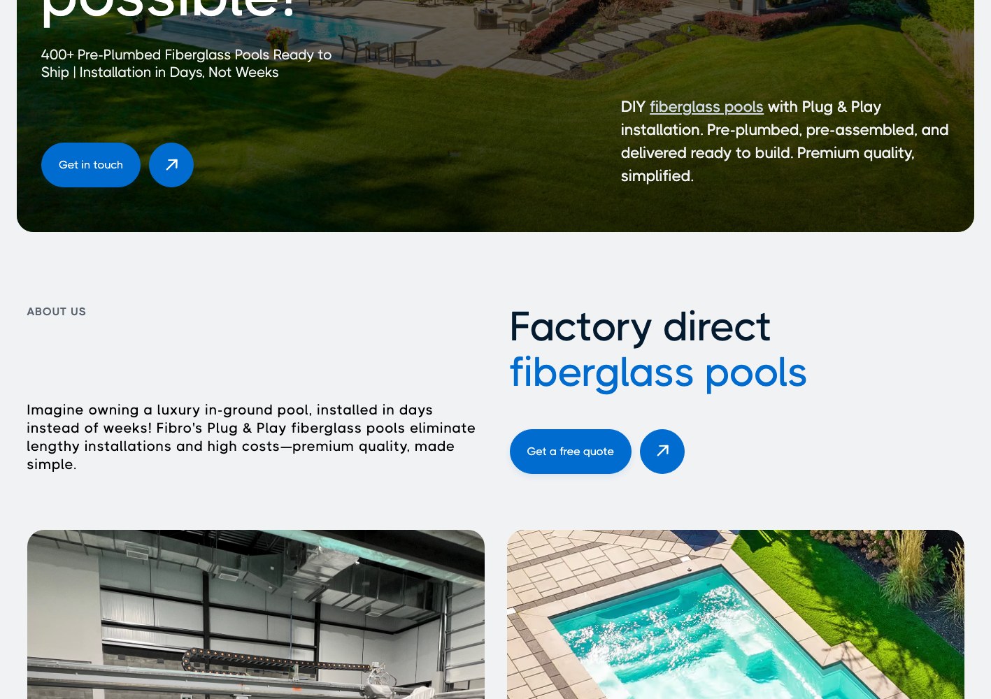 Fibro factory direct section with pool manufacturing photography