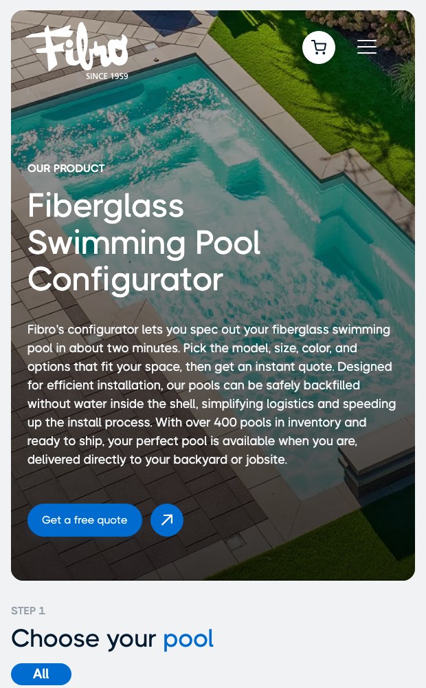 Fibro mobile pool configurator step one