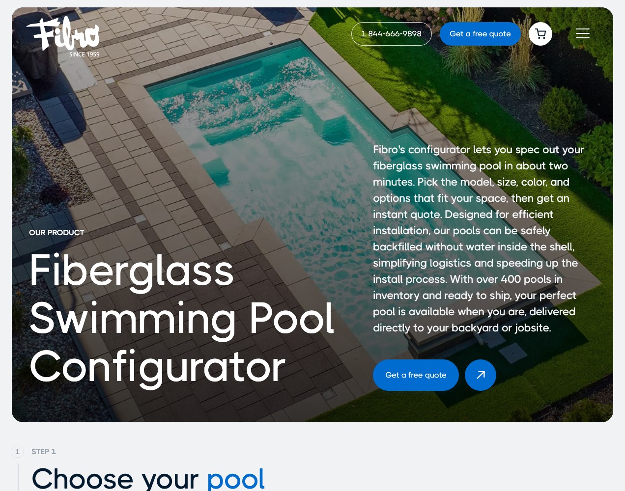 Fibro pool configurator, narrow crop