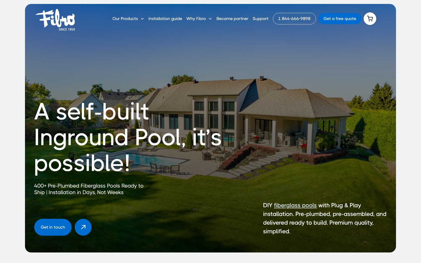 Fibro Fiberglass Pools website homepage