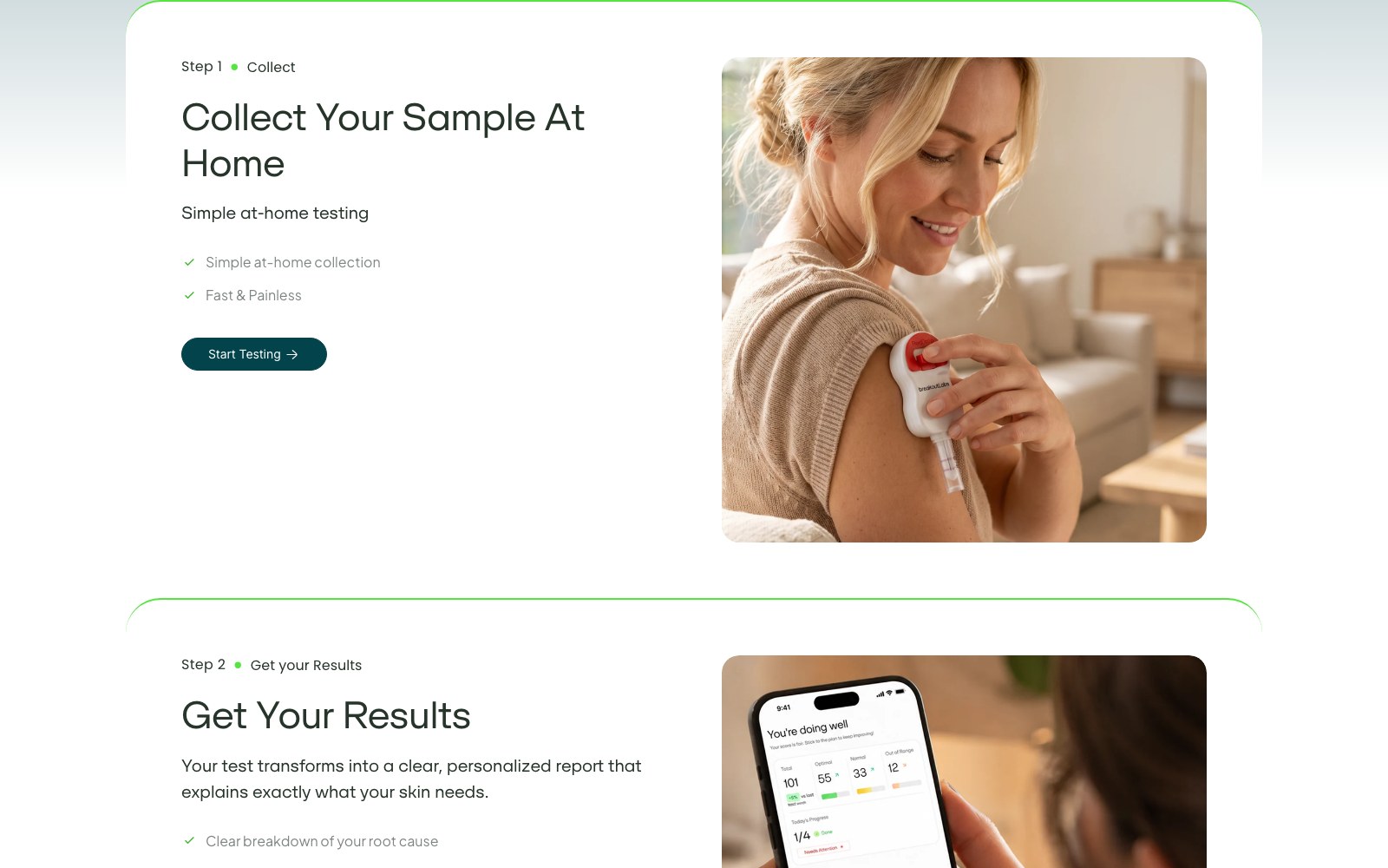 Step one of the how-it-works flow: collect your sample at home