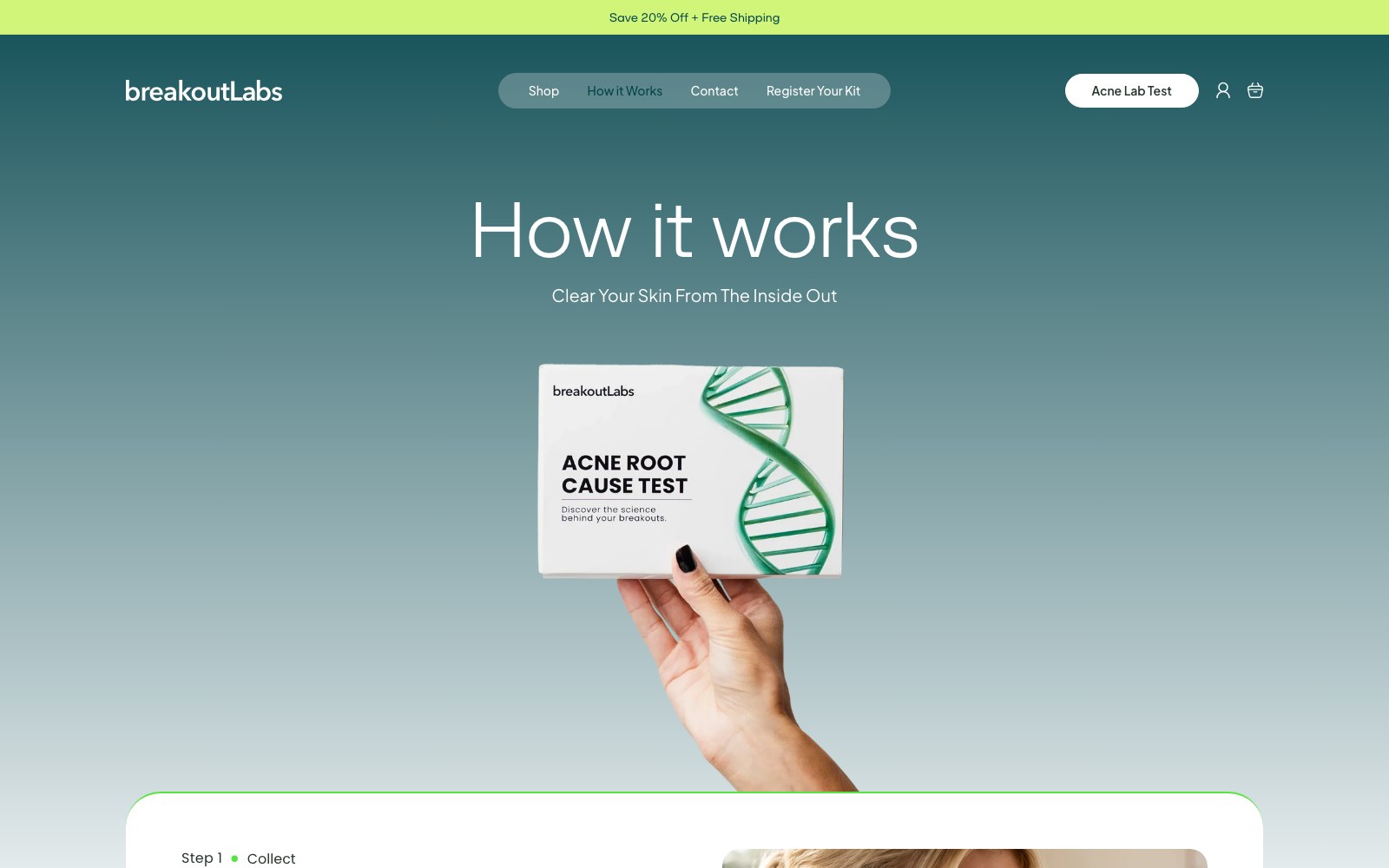 How it works page opening on the test kit