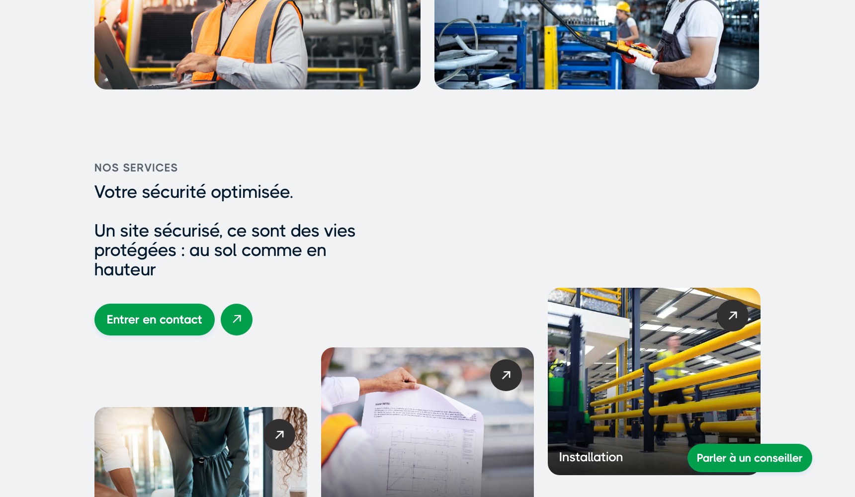 Prox-Secur Nos services block with industrial site photography