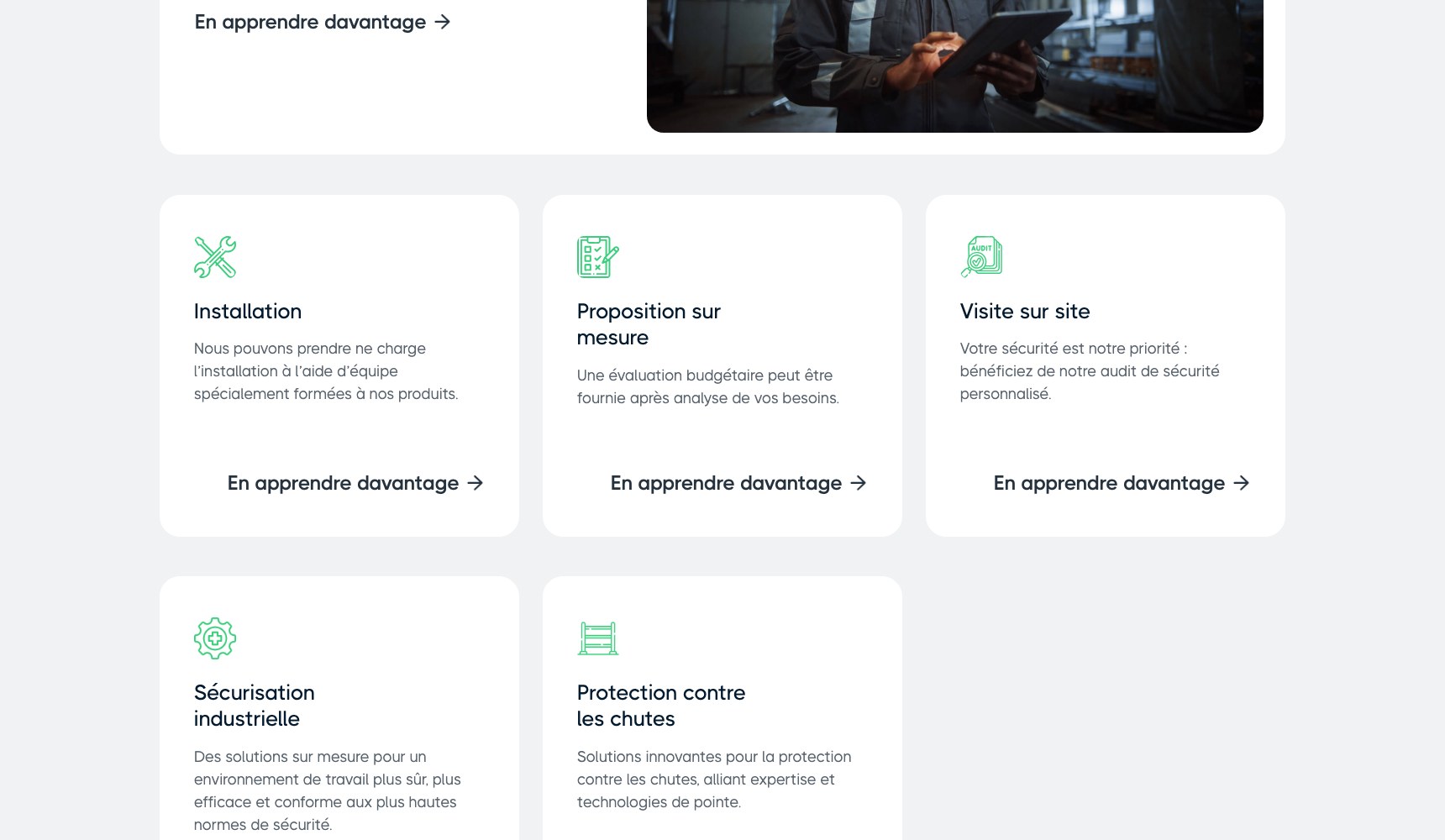 Prox-Secur full service card grid across the engagement sequence