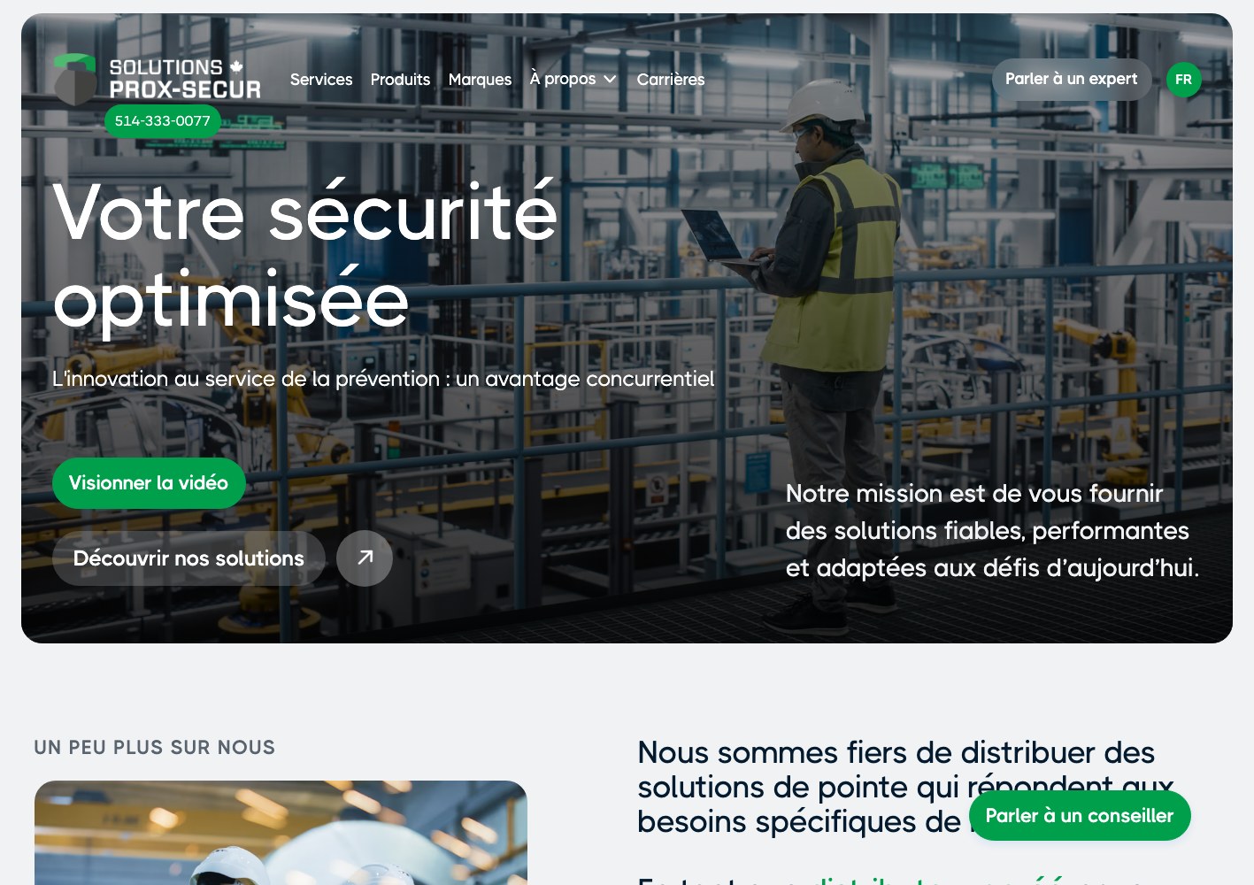 Prox-Secur homepage hero, narrow crop
