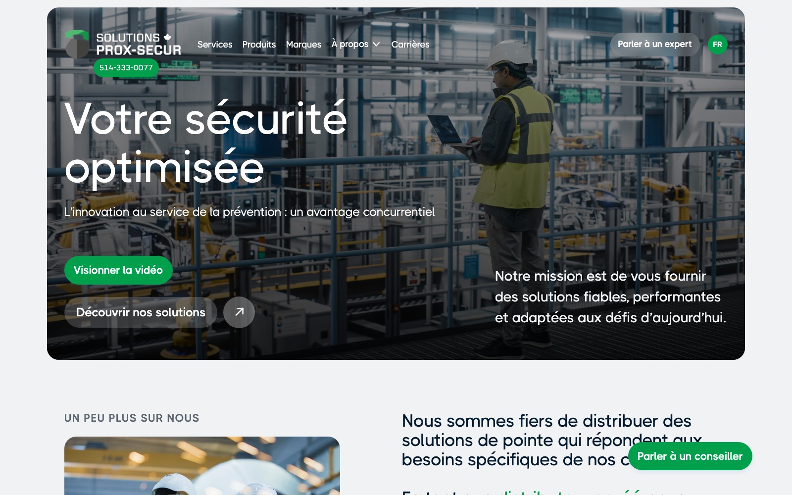 Solutions Prox-Secur website homepage