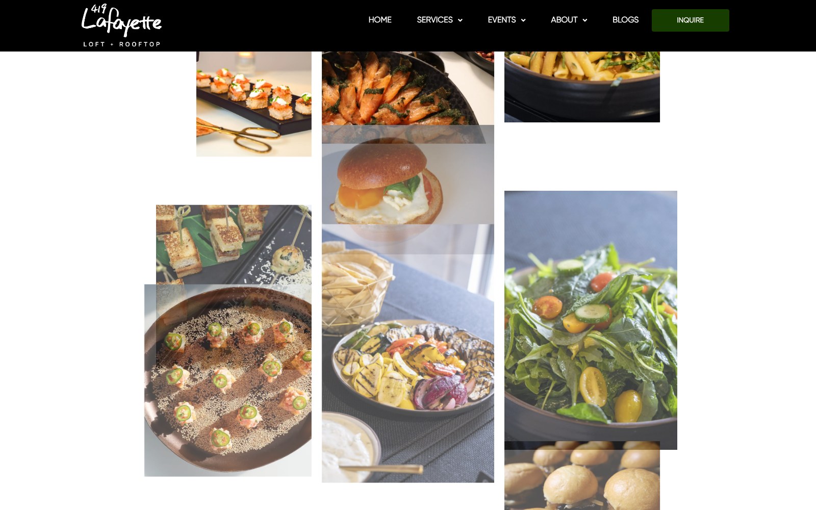 In-house culinary gallery on the food page