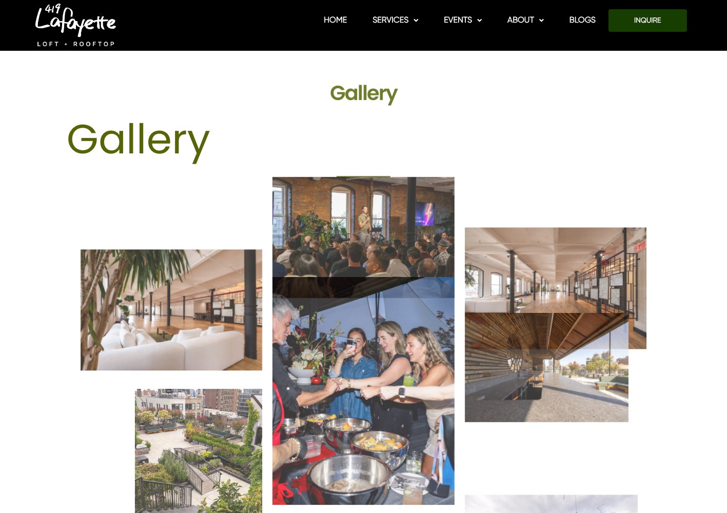 Venue gallery mosaic of the loft, rooftop and greenery
