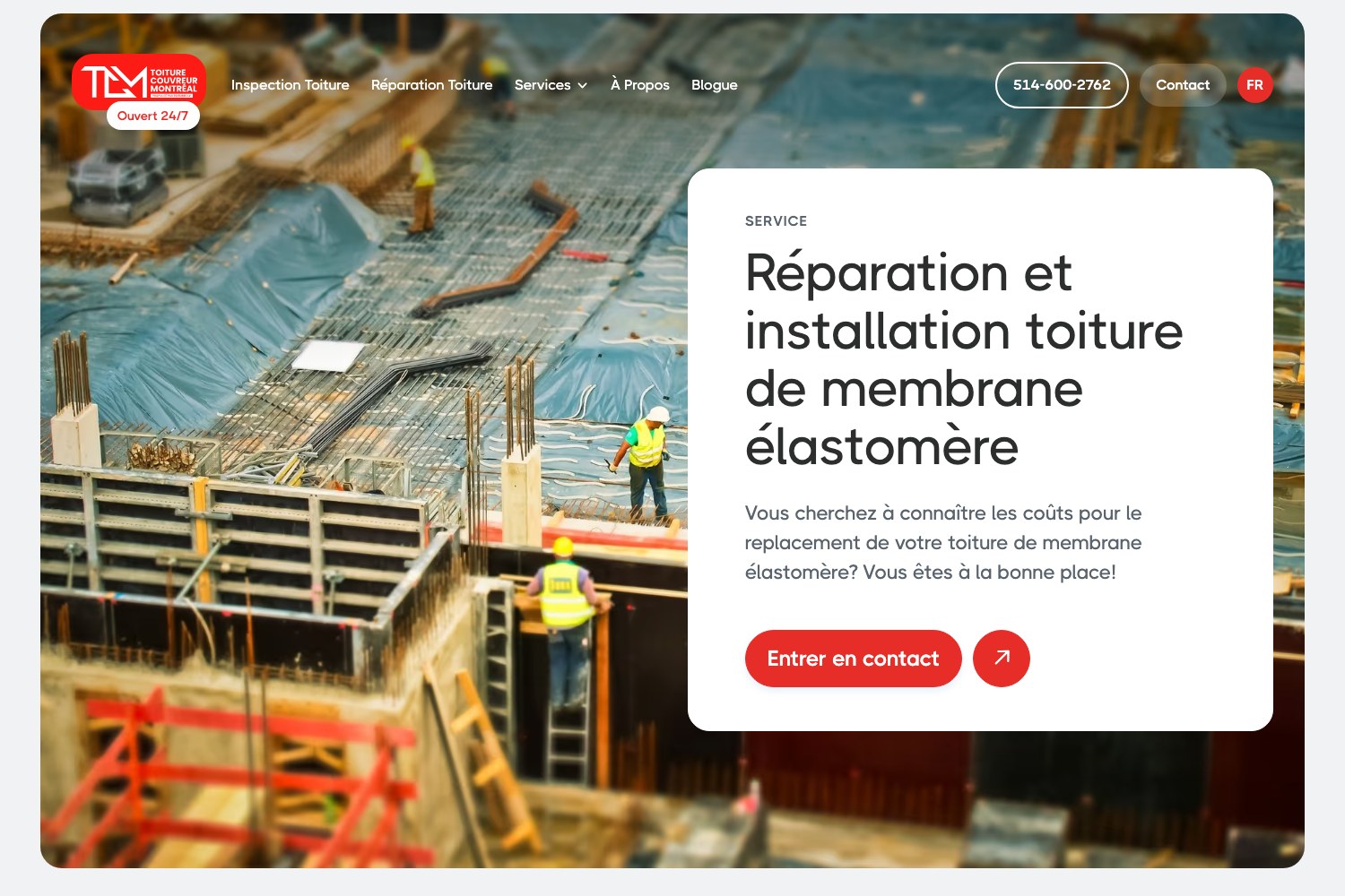 Toiture Couvreur Montreal elastomeric membrane roofing service page
