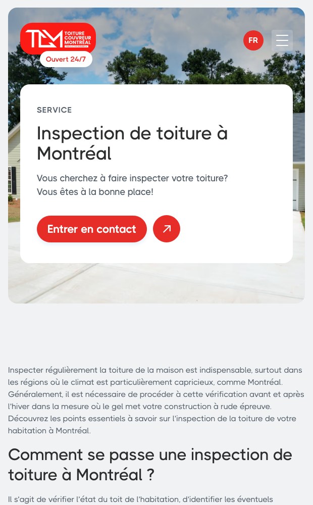Toiture Couvreur Montreal mobile roof inspection service card