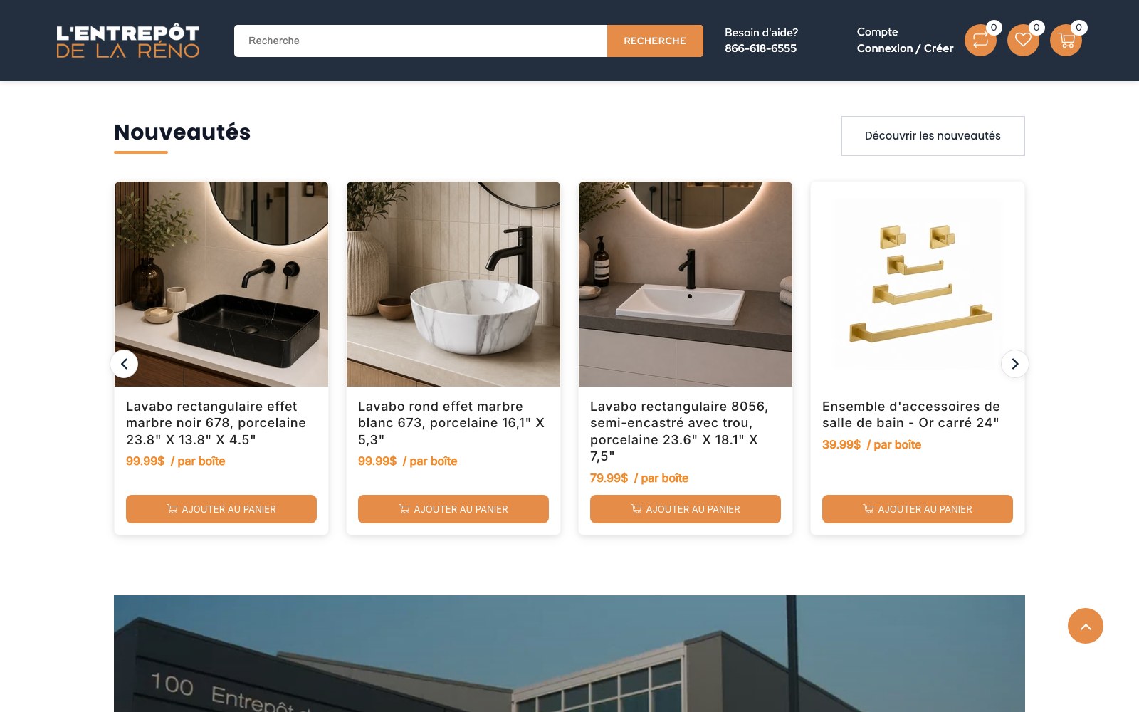 New arrivals row of basins, mirrors and bathroom accessories