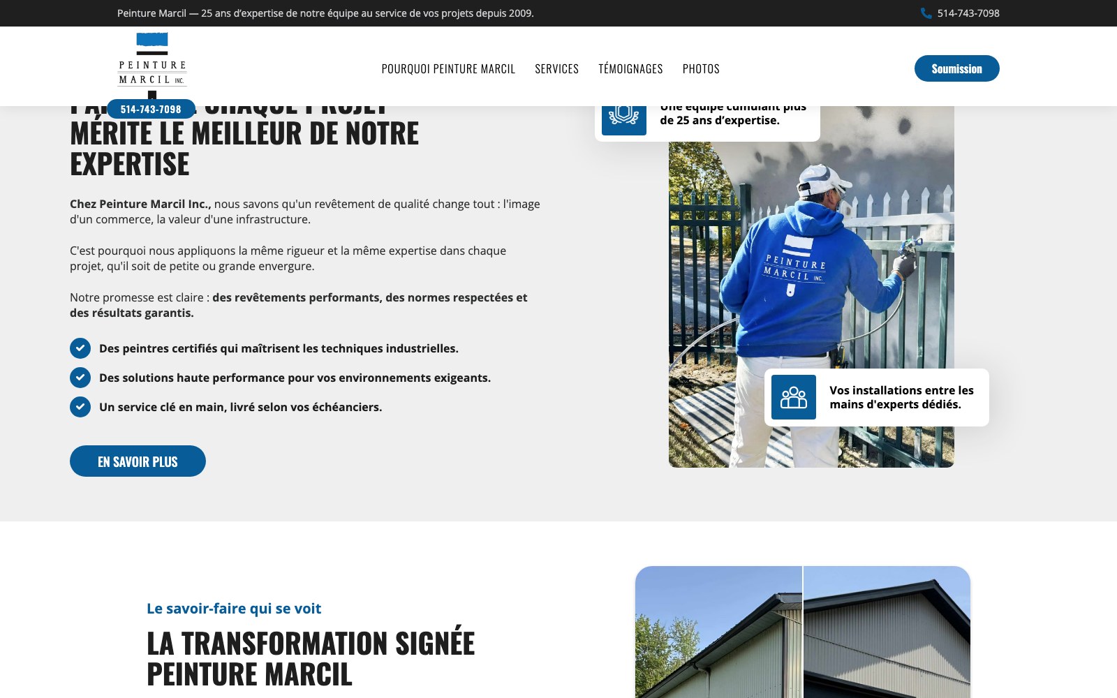 Peinture Marcil transformation section with a completed exterior project