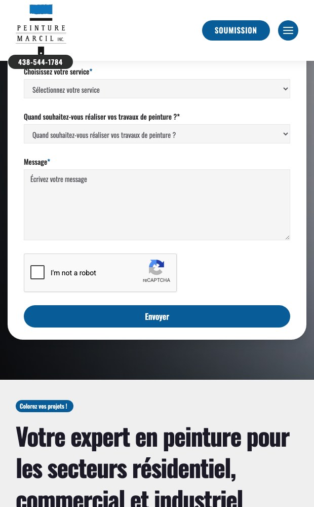Peinture Marcil mobile quote form