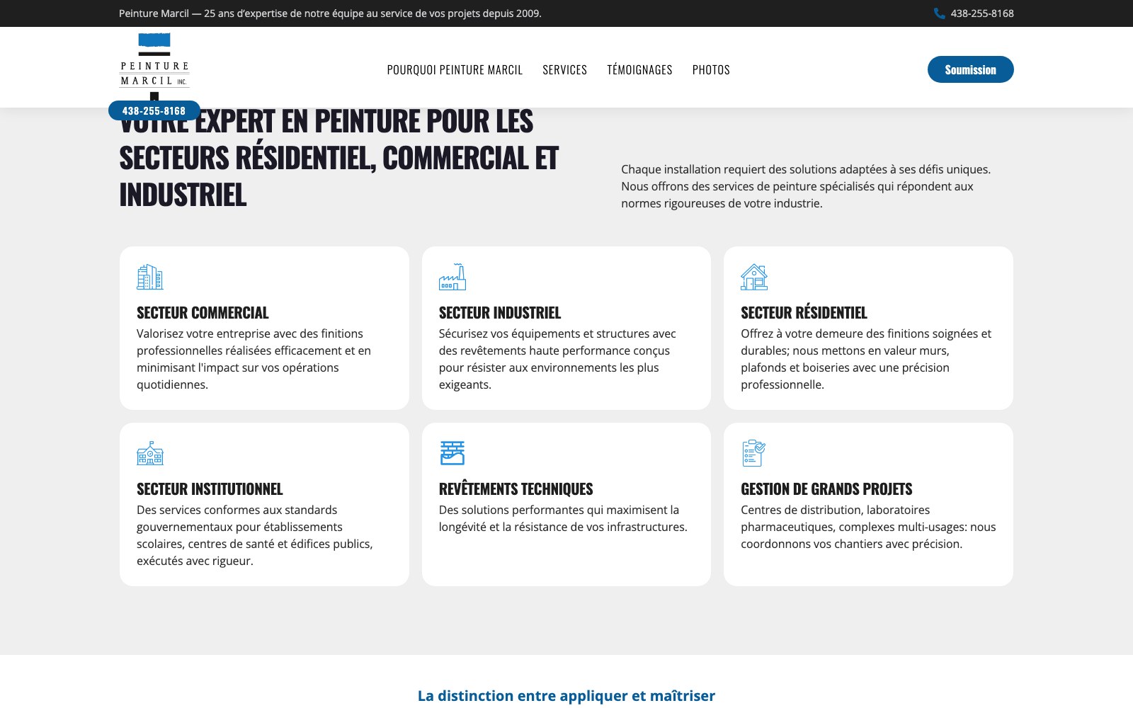 Peinture Marcil four sector cards for commercial, industrial, residential and institutional work