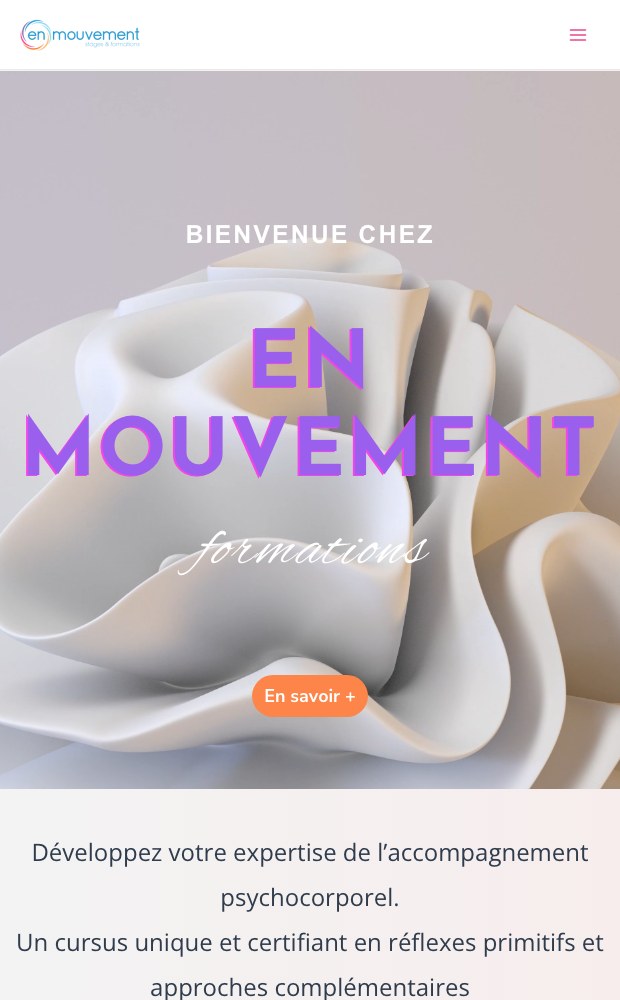 En Mouvement mobile hero: bienvenue chez En Mouvement formations