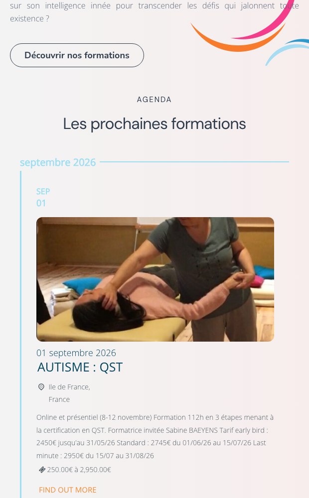 En Mouvement mobile agenda of upcoming trainings
