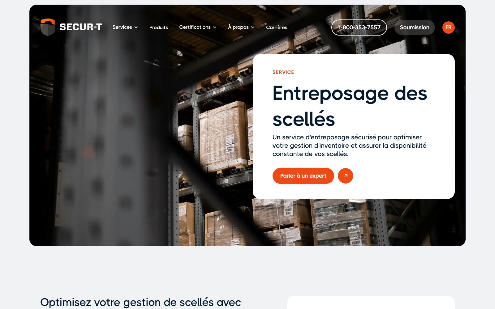 Seal storage service page