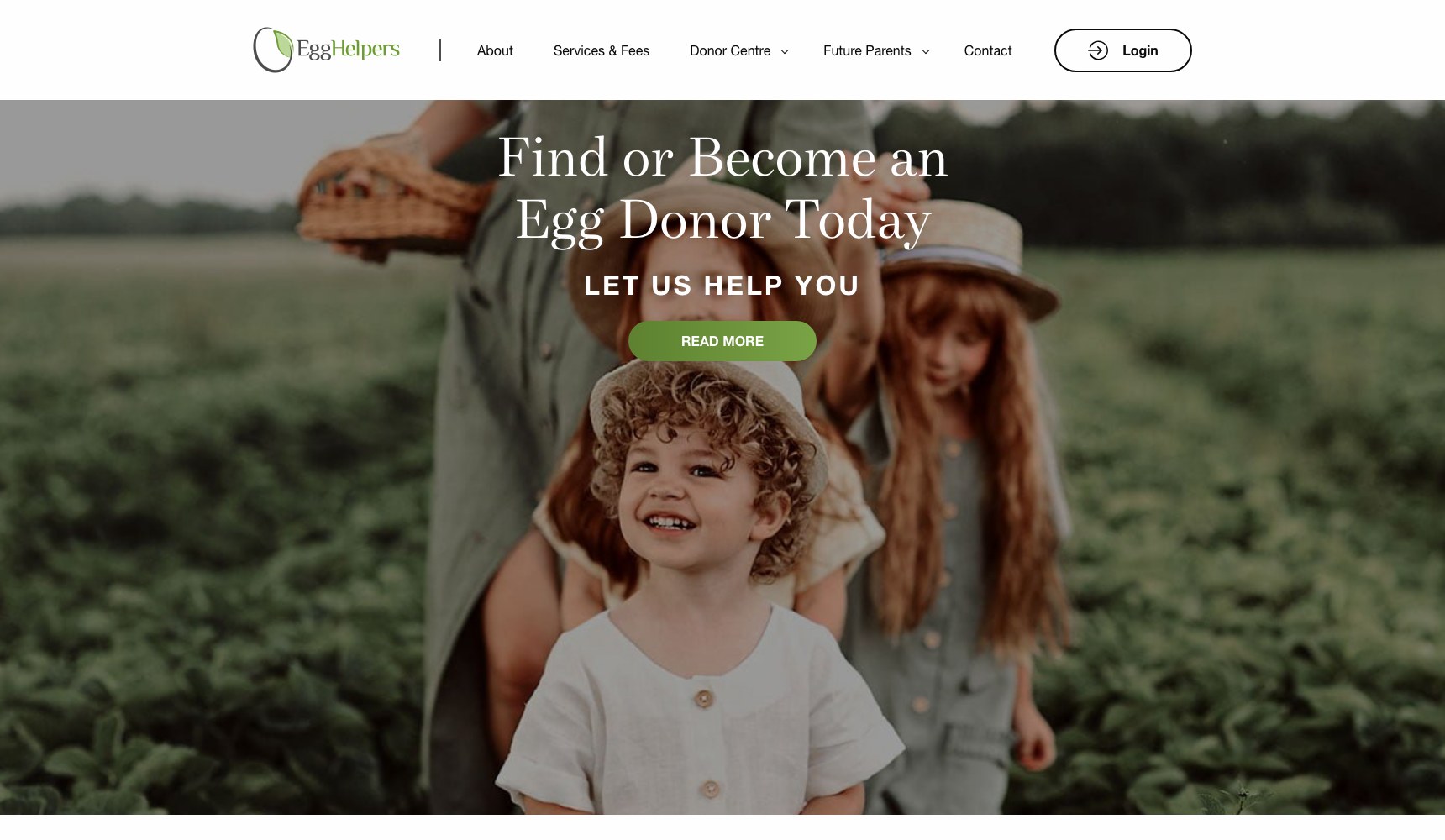 Egg Helpers homepage hero: find or become an egg donor today