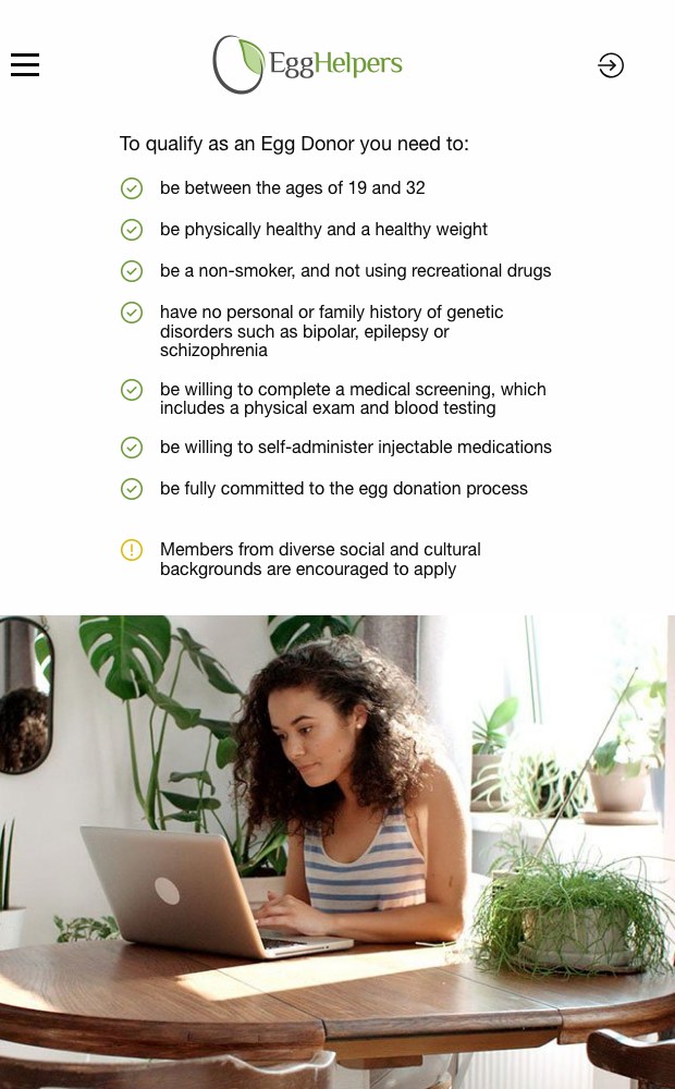 Mobile donor eligibility checklist