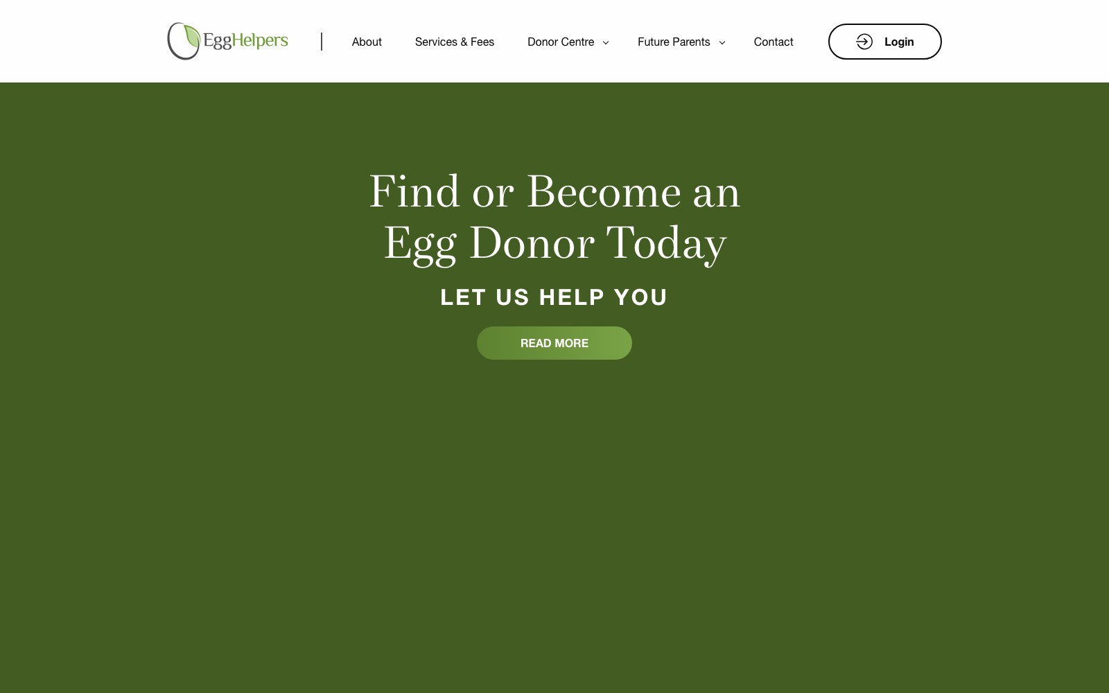 Egg Helpers website homepage