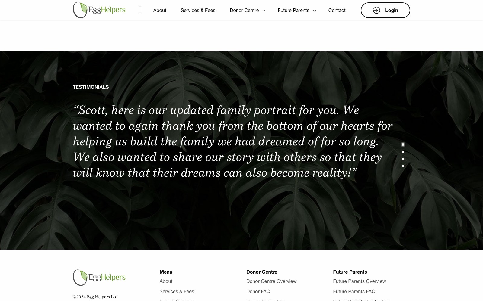 Family testimonial on egghelpers.com