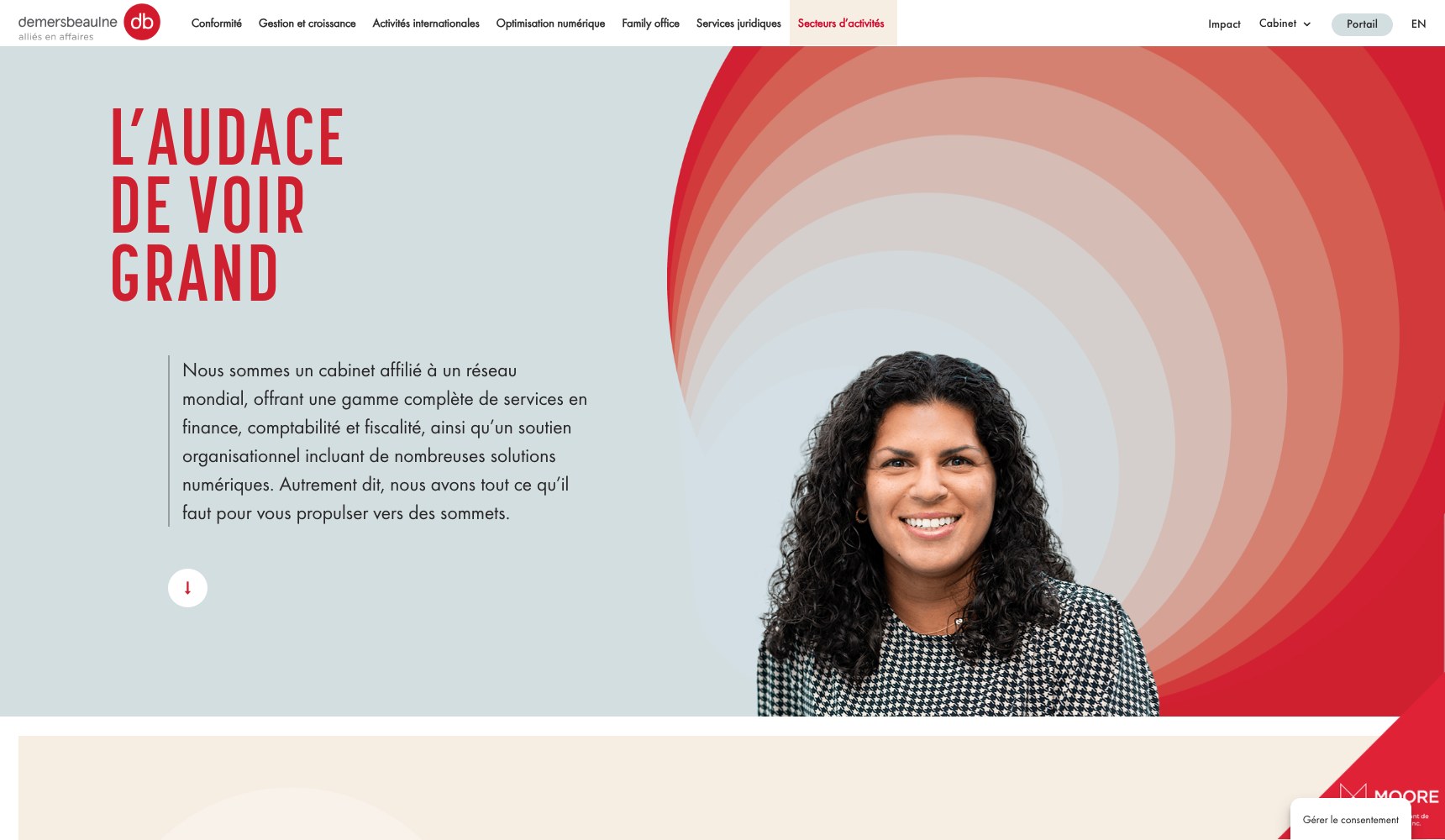Demers Beaulne homepage hero — l'audace de voir grand