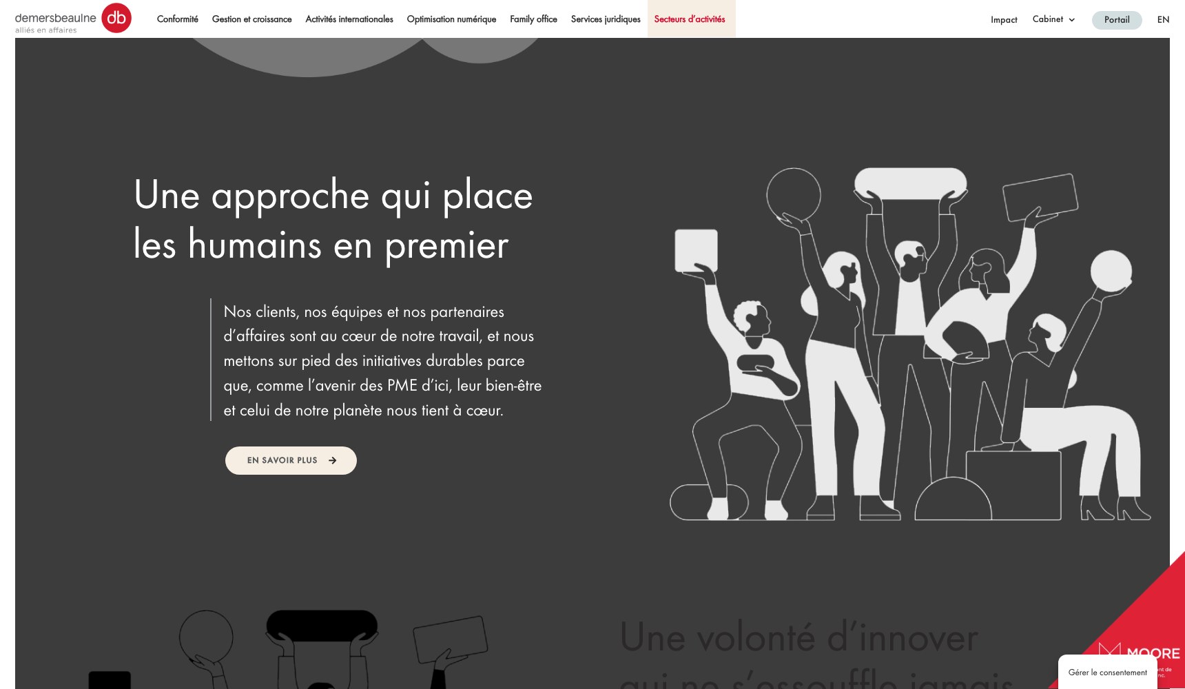 Une approche qui place les humains en premier, illustrated in the firm's editorial style